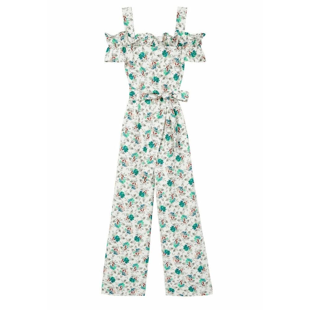 NWT Rebecca Taylor Carnation Fleur Floral Print Off Shoulder Jumpsuit